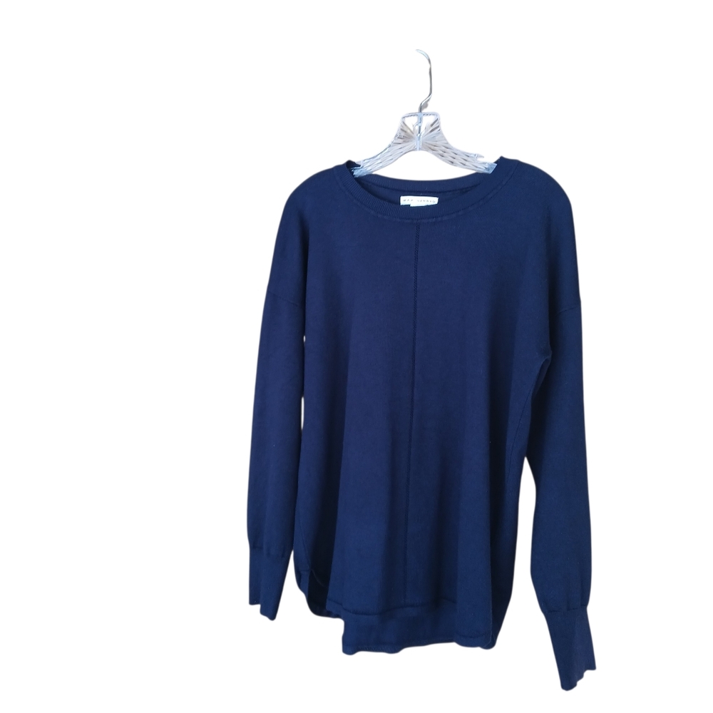 Max Studio Navy Crew Neck Oversized Sweater Medium